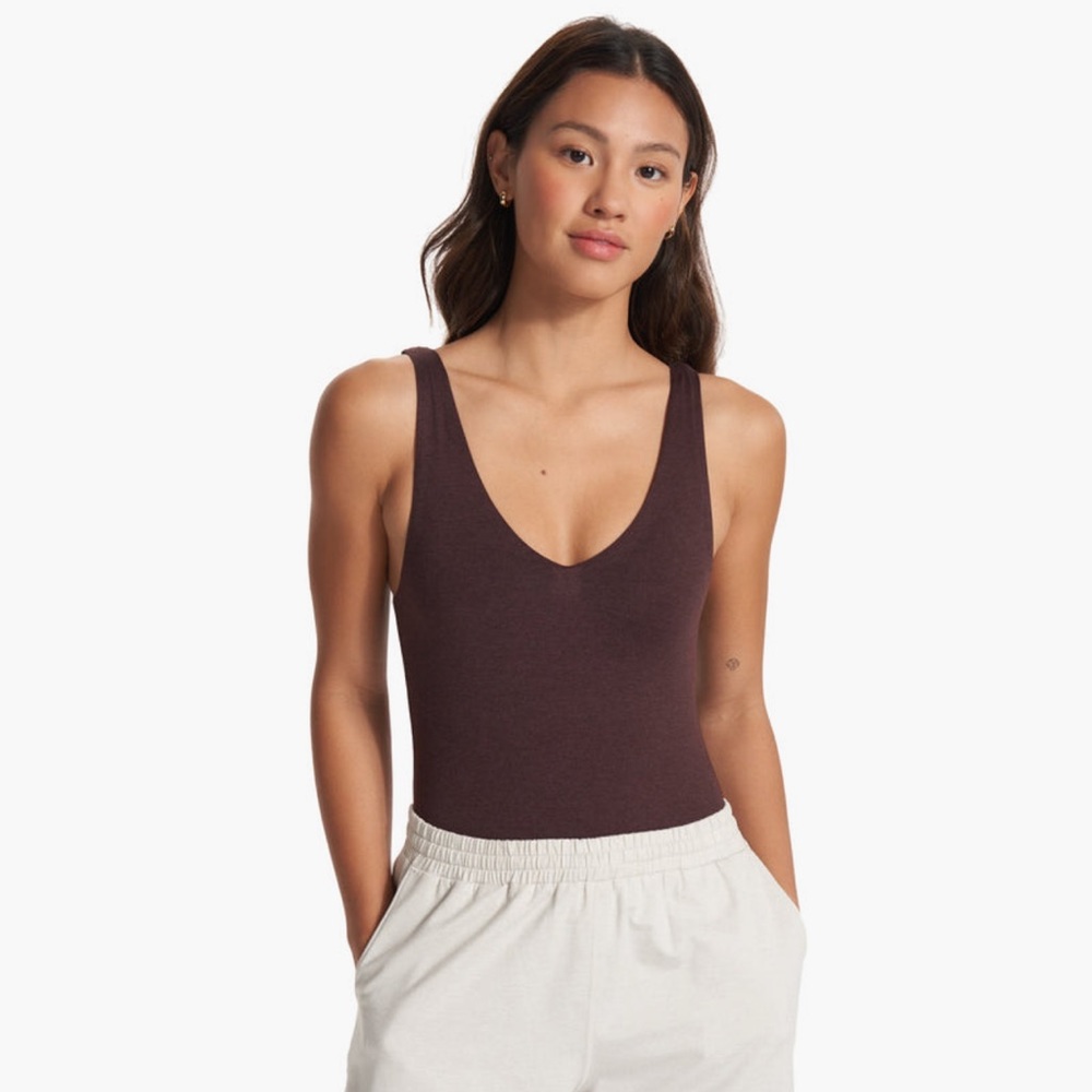 Vuori Women's Deep Scoop Bodysuit in mahogany